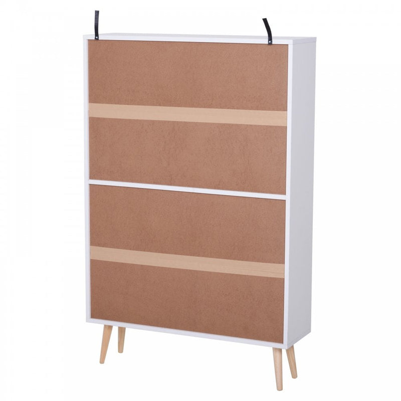 Free Standing Bookcase Shelves W/ Two Doors, 80L x 23.5W x 123Hcm - White