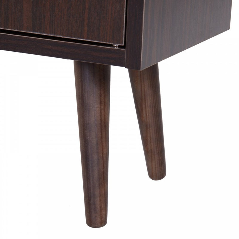 Open Bookcase Cabinet Shelves W/ Two Doors, 80W x 23.5D x 118Hcm-Walnut