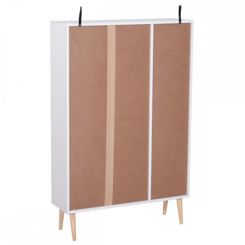 Open Bookcase Cabinet Shelves W/ Two Doors, 80W x 23.5D x 118Hcm-White