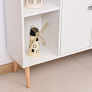 Open Bookcase Cabinet Shelves W/ Two Doors, 80W x 23.5D x 118Hcm-White