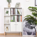 Open Bookcase Cabinet Shelves W/ Two Doors, 80W x 23.5D x 118Hcm-White
