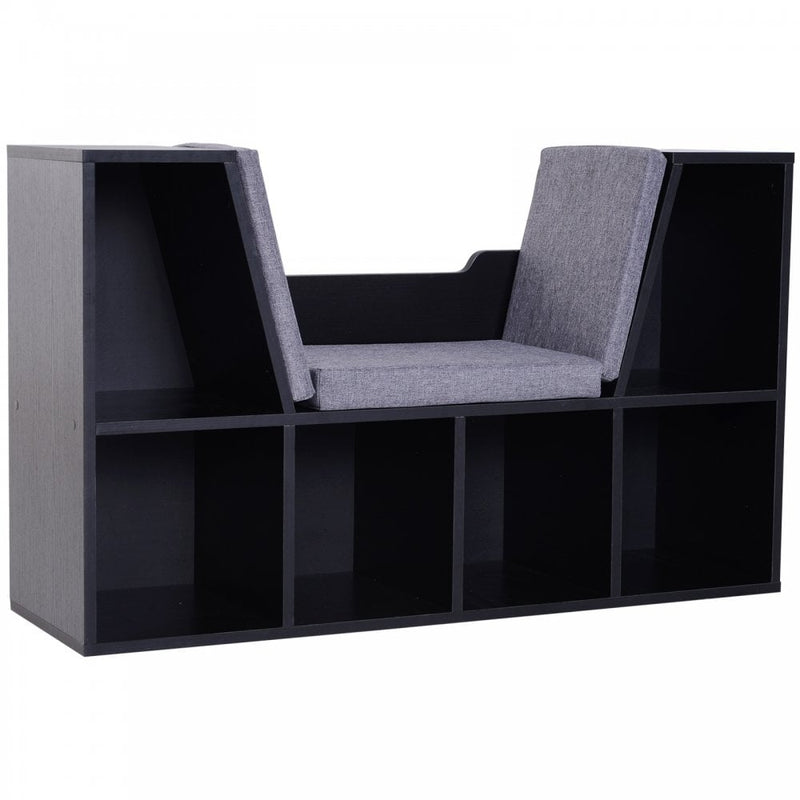Sideboard Bookcase Storage Reading Seat w/Cushion Unit Kids Children Cubes Organiser Living Room Bedroom Black