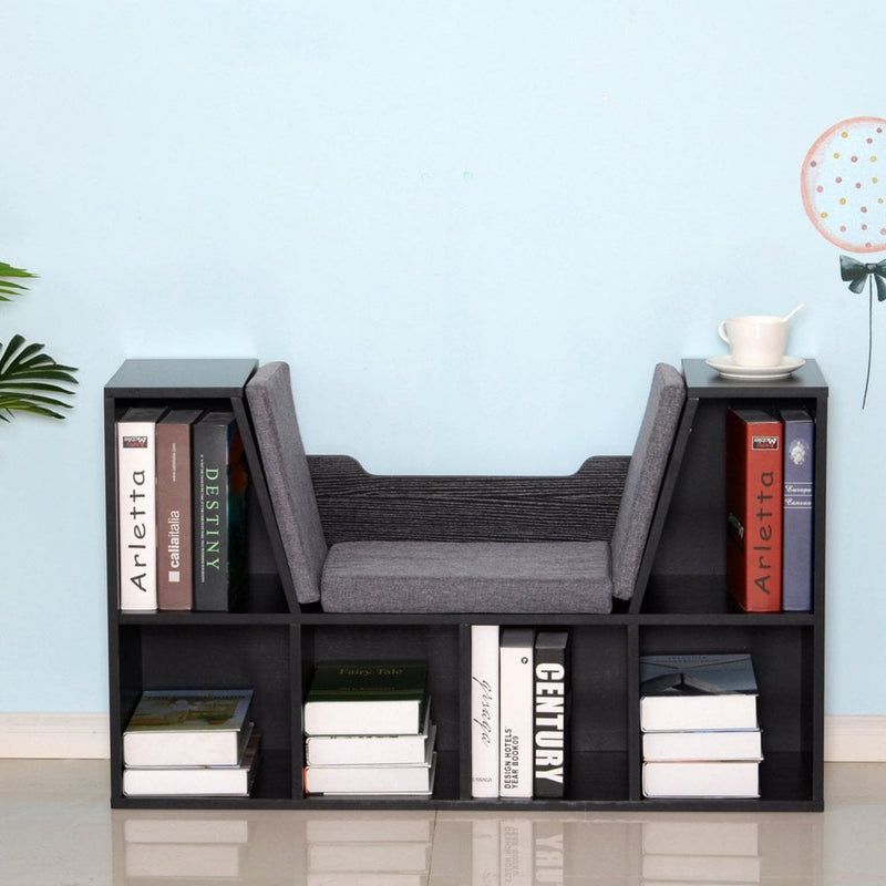 Sideboard Bookcase Storage Reading Seat w/Cushion Unit Kids Children Cubes Organiser Living Room Bedroom Black