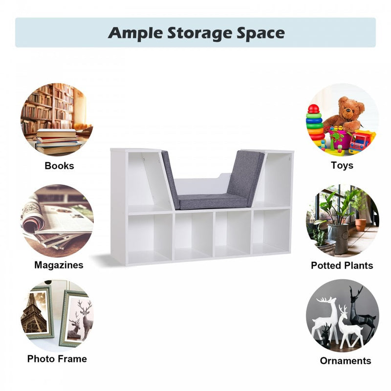 Bookcase Storage W/Particle Board Sponge Linen, 102W x 30D x 61Hcm-White/Grey