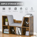 Bookcase Shelf Storage Seat with Cushion Sideboard Kids Children Reading Bedroom Living Room Organizer Rustic Brown Unit Adults Six Cubes Organiser