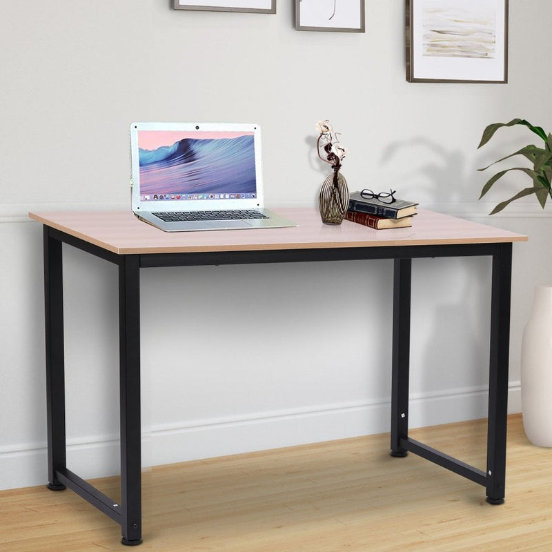 Computer Desk W/ Black Metal Frame MDF, 120W x 60D x 76Hcm-Oak Grain Tone