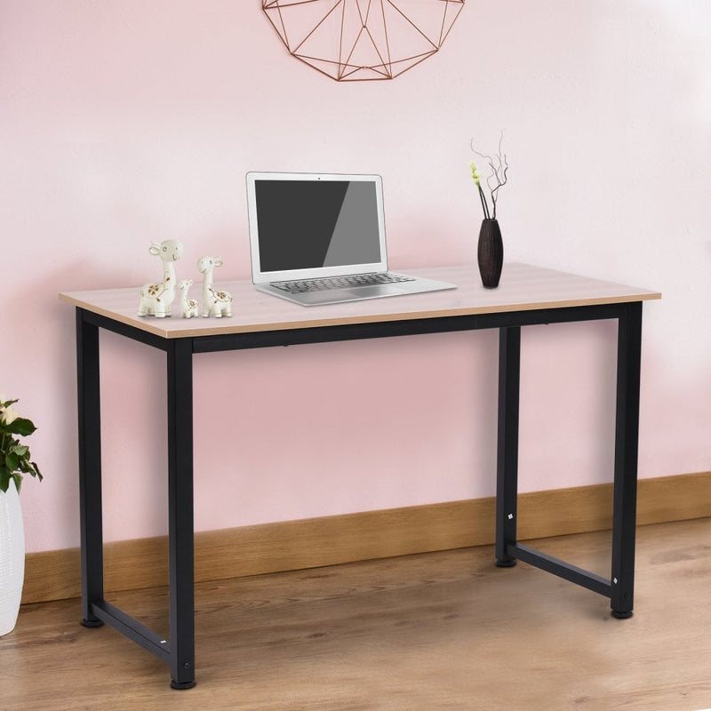 Computer Desk W/ Black Metal Frame MDF, 120W x 60D x 76Hcm-Oak Grain Tone