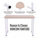 Computer Desk W/ White Metal Frame MDF, 120W x 60D x 76Hcm-Oak Grain Tone