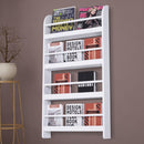 MDF Freestanding Wall-Mounted 4-Tier Magazine Shelf Rack White