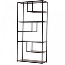 Steel Frame 6 Tier Staggered Display Shelf Black/Brown