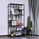 Steel Frame 6 Tier Staggered Display Shelf Black/Brown