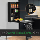 Folding Wall-Mounted Drop-Leaf Table With Chalkboard Shelf Multifunction - Black
