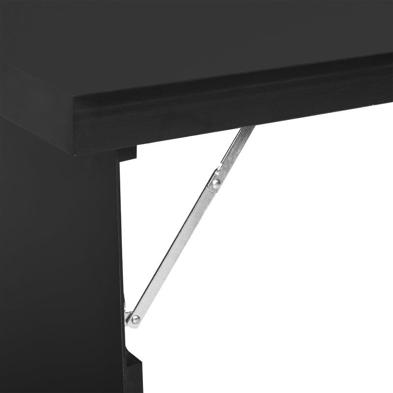 Folding Wall-Mounted Drop-Leaf Table With Chalkboard Shelf Multifunction - Black