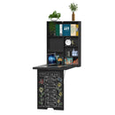 Folding Wall-Mounted Drop-Leaf Table With Chalkboard Shelf Multifunction - Black