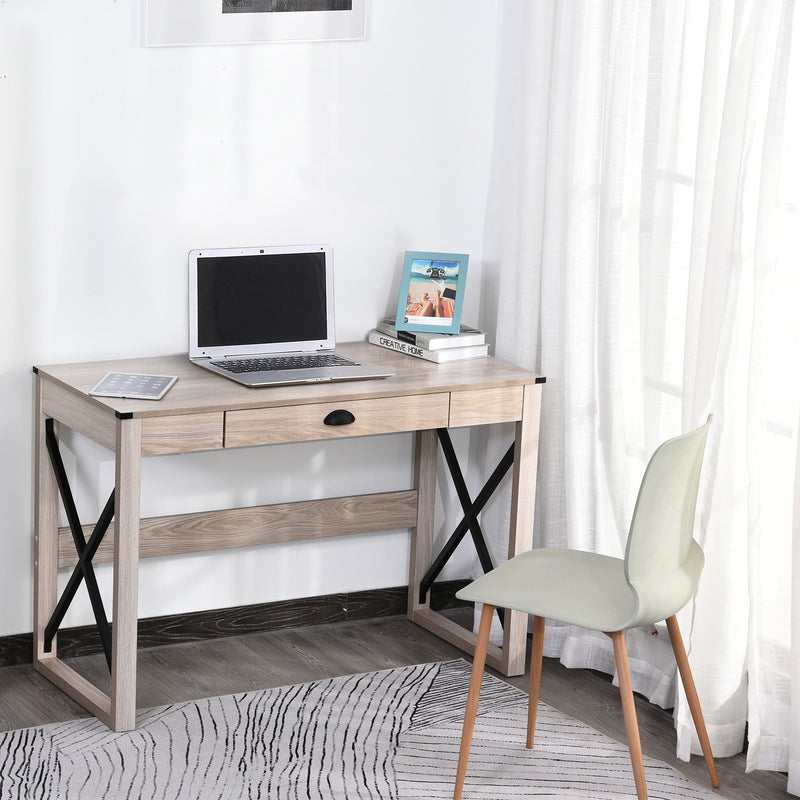 Computer Desk Writing Desk with one Drawer Home Office Large Tabletop 76x112cm Natural