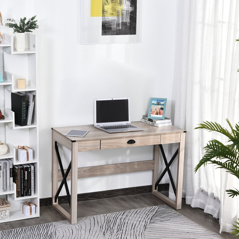 Computer Desk Writing Desk with one Drawer Home Office Large Tabletop 76x112cm Natural