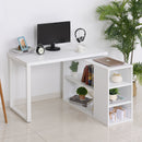 Corner Desk L-Shaped I-Shaped Computer Desk with Rotating Storage Shelf, White Wood Grain