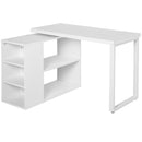 Corner Desk L-Shaped I-Shaped Computer Desk with Rotating Storage Shelf, White Wood Grain