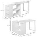 Corner Desk L-Shaped I-Shaped Computer Desk with Rotating Storage Shelf, White Wood Grain