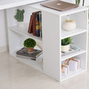 Corner Desk L-Shaped I-Shaped Computer Desk with Rotating Storage Shelf, White Wood Grain