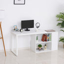 Corner Desk L-Shaped I-Shaped Computer Desk with Rotating Storage Shelf, White Wood Grain