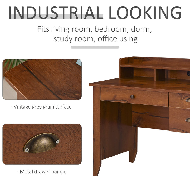92CM Computer Desk with 3 Drawer 3 Open Cabinet 1 Top Shelf Wide Ta