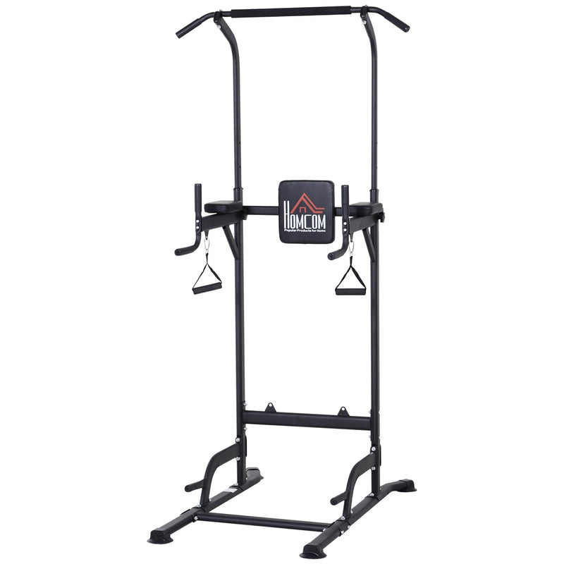 Pull Up Tower Multi-Function Power Tower Black Height Adjustable Abs Dip Station  Home Gym Strength Training Fitness Equipment