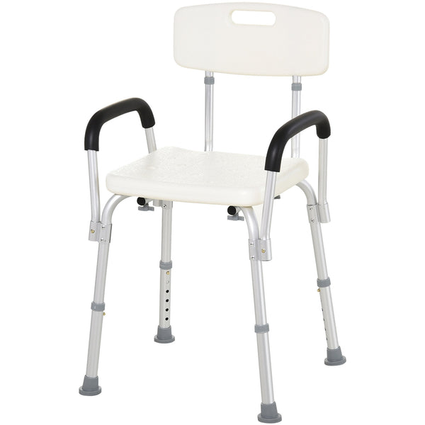 HOMCOM Adjustable Shower Bench with Back and Armrest