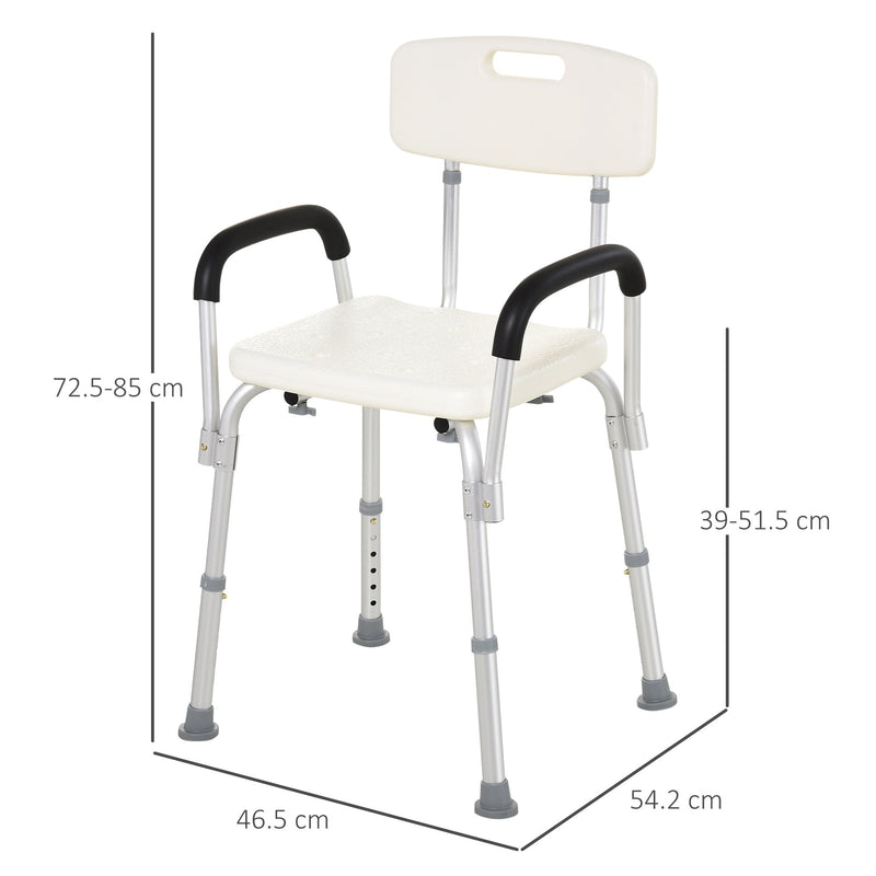 HOMCOM Adjustable Shower Bench with Back and Armrest