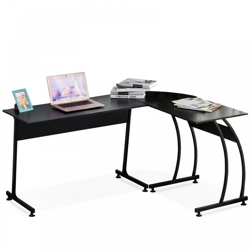 Particle Board L-Shaped Home Office Desk Black