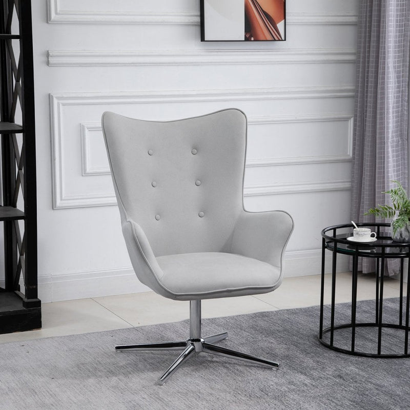 PU Leather Tufted Swivel Accent Chair Grey