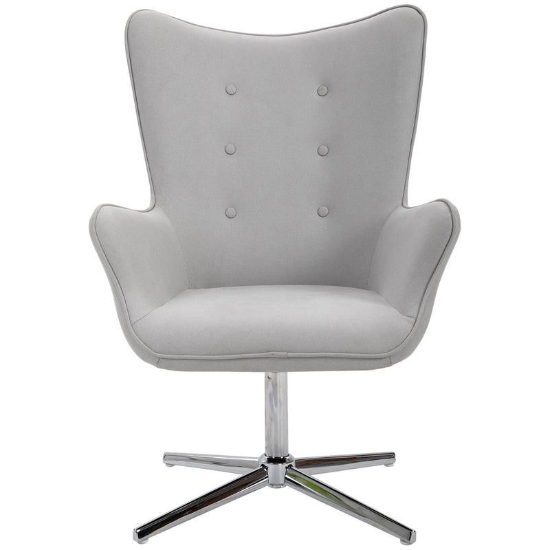 PU Leather Tufted Swivel Accent Chair Grey