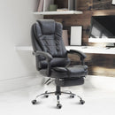 Office Chair Executive Leather High Back Swivel Computer Gaming Racing Chair W/Retractable Footrest-Black