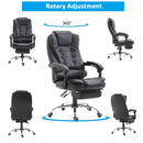 Office Chair Executive Leather High Back Swivel Computer Gaming Racing Chair W/Retractable Footrest-Black
