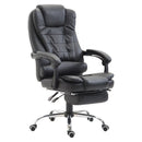Office Chair Executive Leather High Back Swivel Computer Gaming Racing Chair W/Retractable Footrest-Black