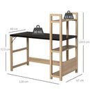 Rectangle Desk with 3-Tier Book Shelf Wide Display Table for Home Study, Office, Black Wood Grain