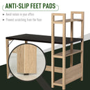 Rectangle Desk with 3-Tier Book Shelf Wide Display Table for Home Study, Office, Black Wood Grain