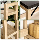 Rectangle Desk with 3-Tier Book Shelf Wide Display Table for Home Study, Office, Black Wood Grain