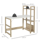 Rectangle Desk with 3-Tier Book Shelf Wide Display Table for Home Study, Office, White Wood Grain