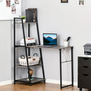 Modern Foldable Office Desk with Storage Shelf Freestanding Computer Workstation Dining Table, Grey Multi-function