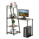 Modern Foldable Office Desk with Storage Shelf Freestanding Computer Workstation Dining Table, Grey Multi-function