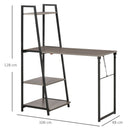 Modern Foldable Office Desk with Storage Shelf Freestanding Computer Workstation Dining Table, Grey Multi-function