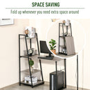 Modern Foldable Office Desk with Storage Shelf Freestanding Computer Workstation Dining Table, Grey Multi-function