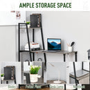 Modern Foldable Office Desk with Storage Shelf Freestanding Computer Workstation Dining Table, Grey Multi-function