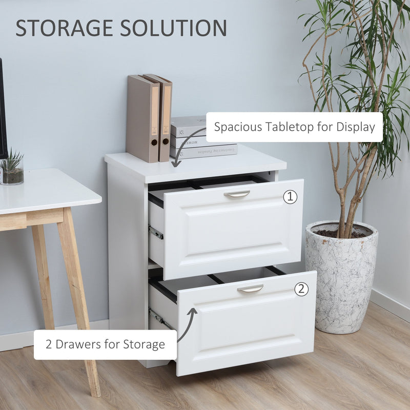 Modern Filing Cabinet with 2 Drawers, Handle, Printer Table, Vertical File Cabinets, for Home, Office - White