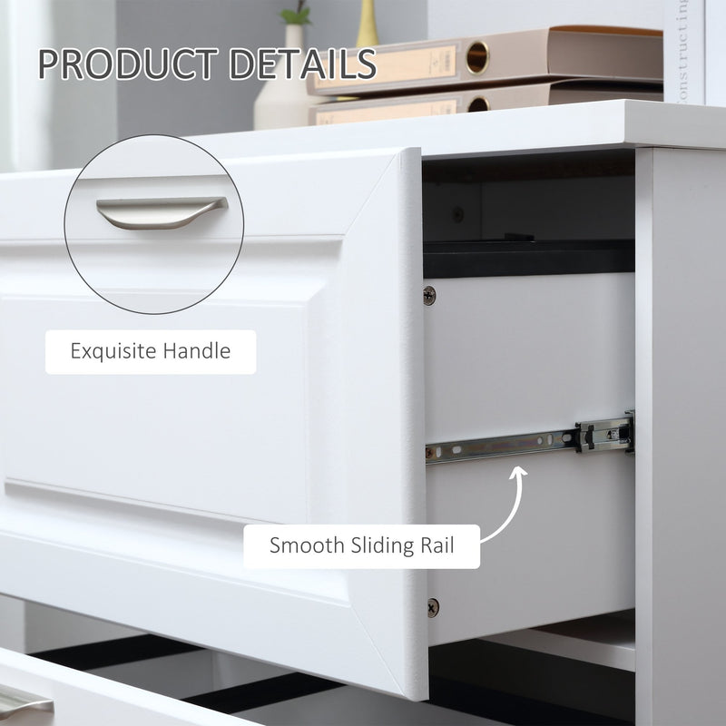 Modern Filing Cabinet with 2 Drawers, Handle, Printer Table, Vertical File Cabinets, for Home, Office - White