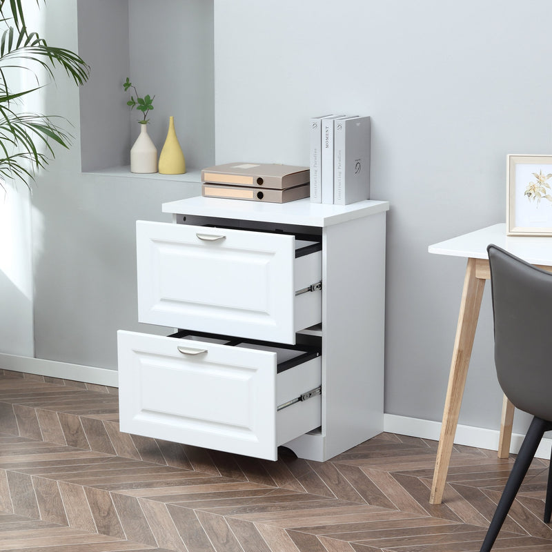 Modern Filing Cabinet with 2 Drawers, Handle, Printer Table, Vertical File Cabinets, for Home, Office - White