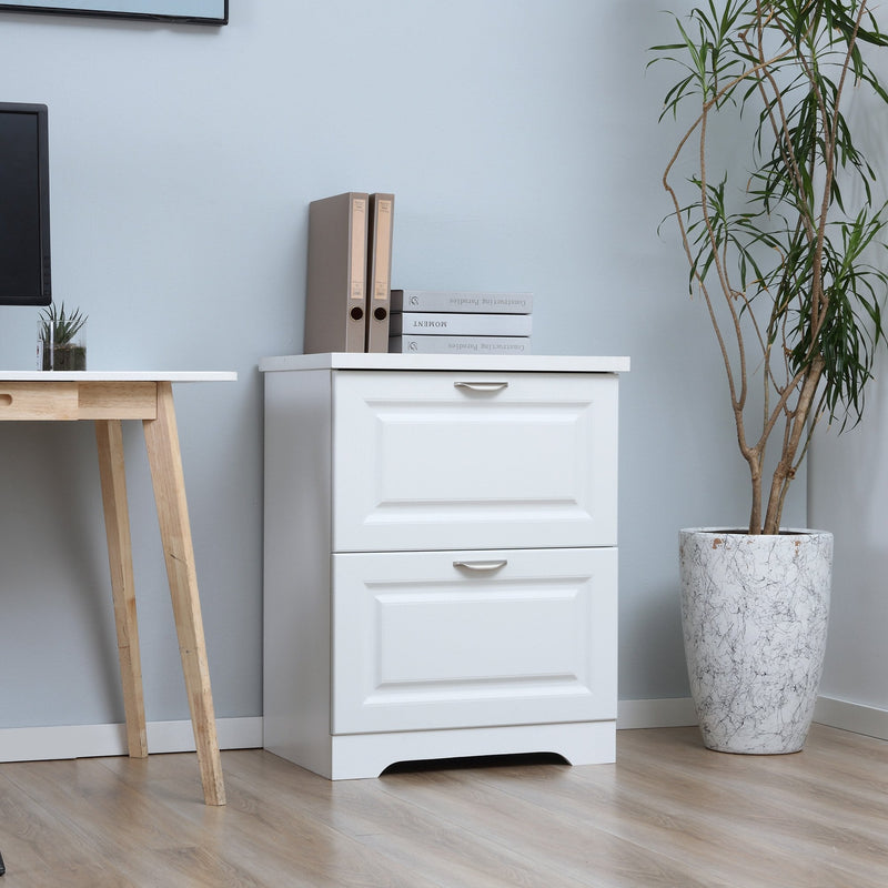 Modern Filing Cabinet with 2 Drawers, Handle, Printer Table, Vertical File Cabinets, for Home, Office - White