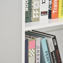 Contemporary 2-Tier Low Bookcase, Wooden 4 Cube Shelving Display Storage Unit Office Living Room Furniture With Adjustable Shelf, White 4-Cube Shelf For