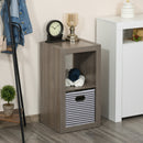 2-Tier Storage Shelf Display Cabinet Double Cube Shelving Unit with Fabric Drawer - Grey